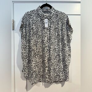 NWT LOFT SS blouse - animal print - size XL